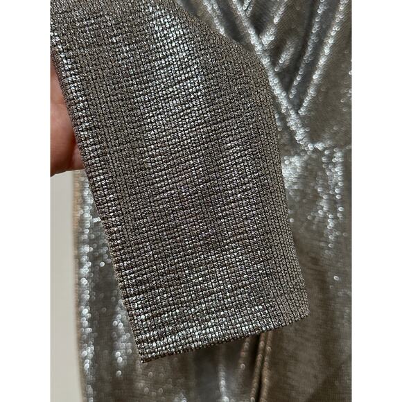 Lauren Ralph Lauren Metallic Knit Faux Wrap Ruffle Dress Size 6 NWT Cocktail - Picture 8 of 15